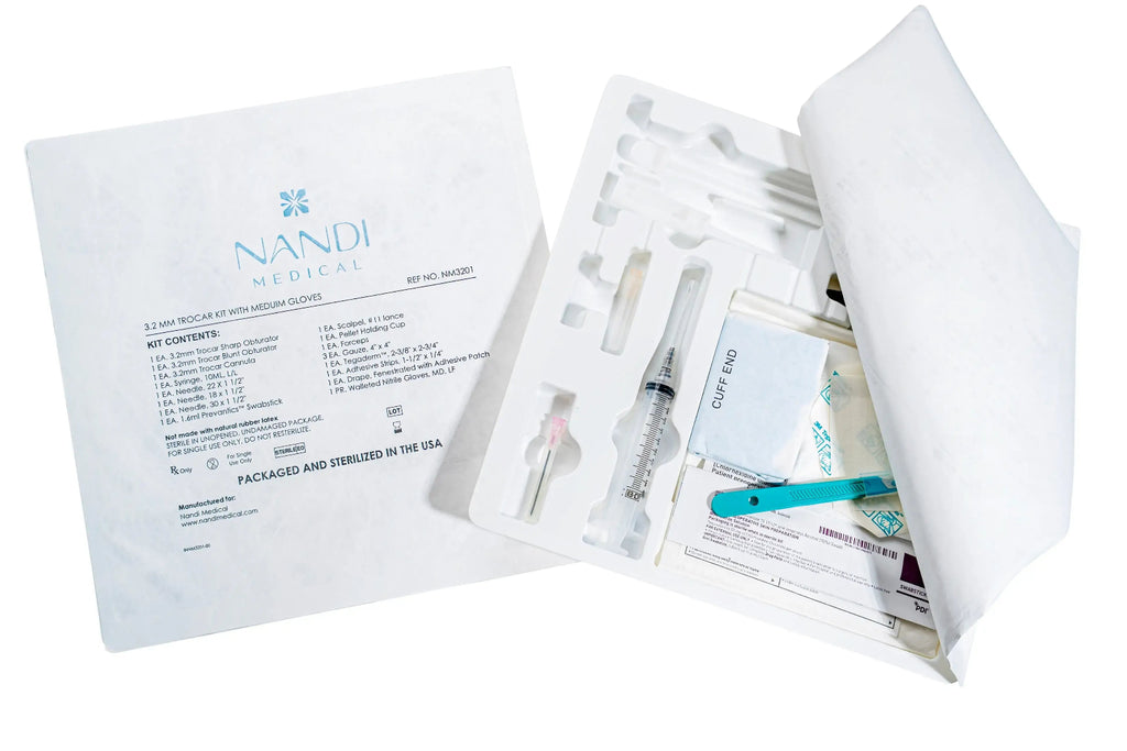 3.2mm disposable plastic HRT trocar kit for hormone pellet insertion packaged and sterilized in the USA