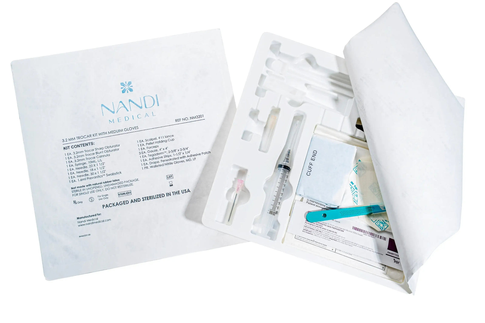 3.2mm disposable plastic HRT trocar kit for hormone pellet insertion packaged and sterilized in the USA